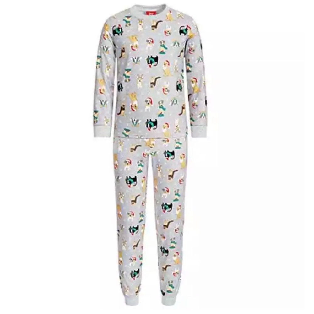 Kids Pre-Packaged 2T-3T Holiday Dogs 2 Piece Pajama Set Gray Christmas NWT